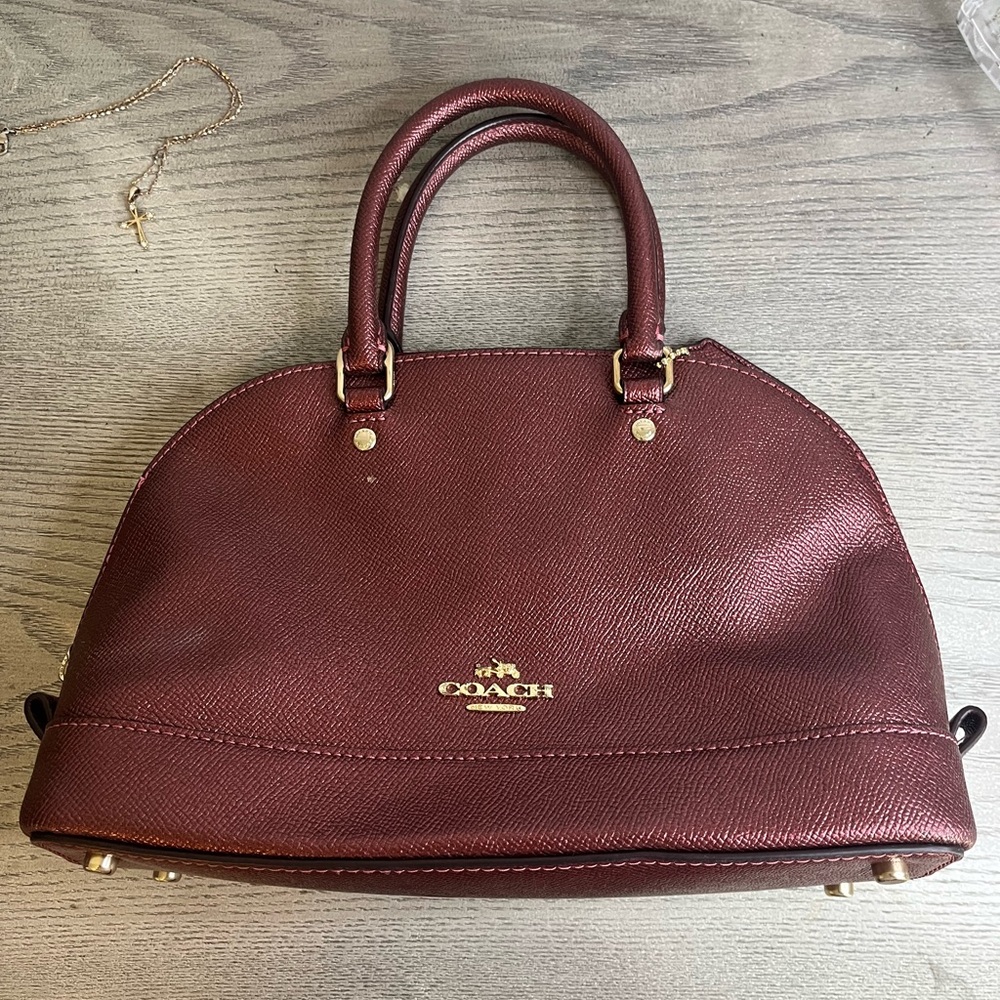 Metallic Pink Coach Shoulder Bag